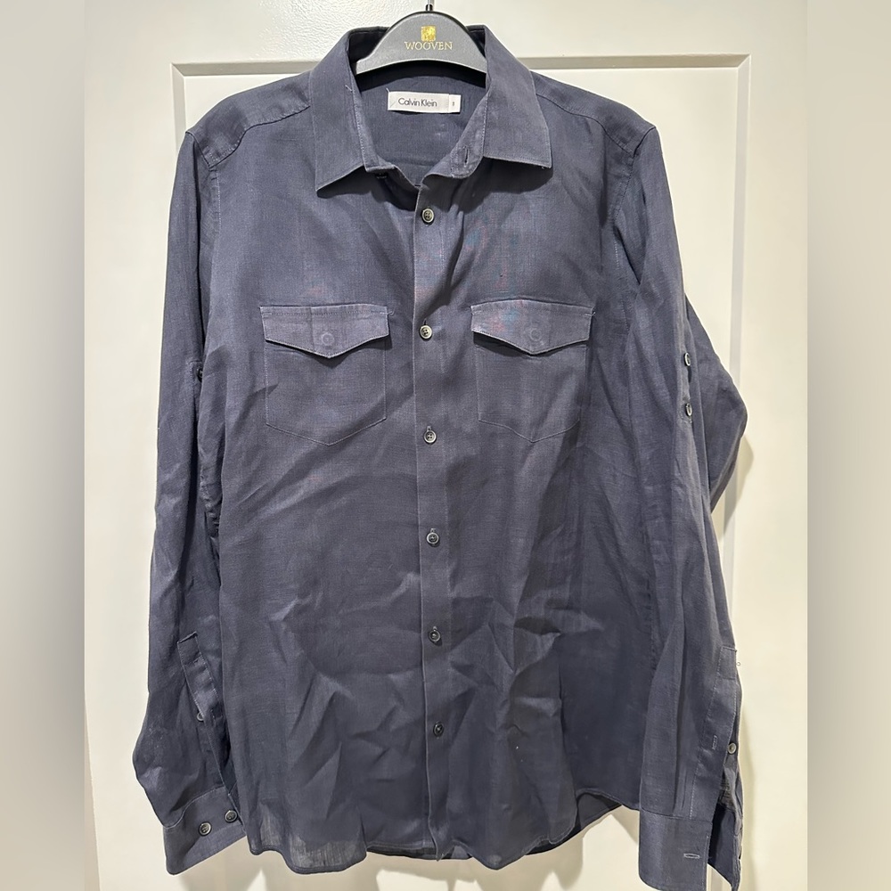 Men’s linen button down dress shirt